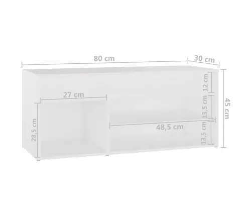 Jalatsipink, Valge, 80 X 30 X 45 cm Tehispuit