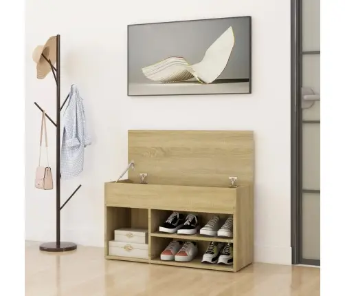 Batų Suoliukas, Sonoma Ąžuolo, 80X30X45cm Apdirbta Mediena