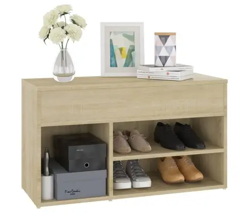 Batų Suoliukas, Sonoma Ąžuolo, 80X30X45cm Apdirbta Mediena