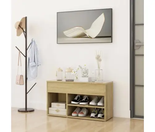 Batų Suoliukas, Sonoma Ąžuolo, 80X30X45cm Apdirbta Mediena