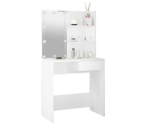 Spoguļgaldiņš Ar Led, Balts, 74,5X40X141 Cm Vidaxl