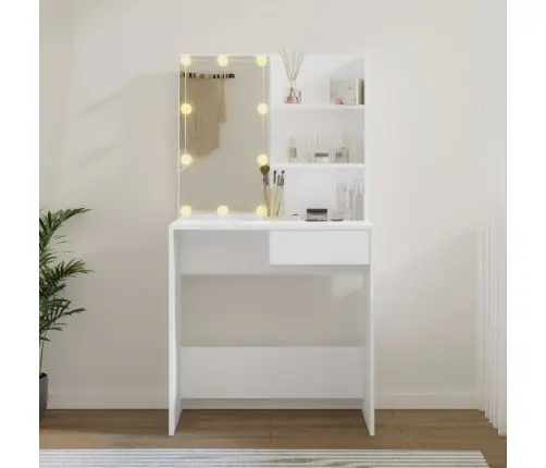 Spoguļgaldiņš Ar Led, Balts, 74,5X40X141 Cm Vidaxl