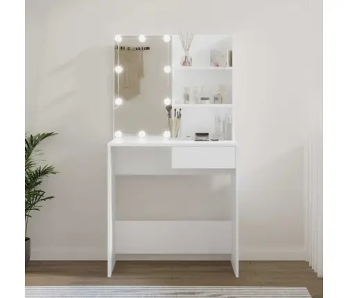 Spoguļgaldiņš Ar Led, Balts, 74,5X40X141 Cm Vidaxl