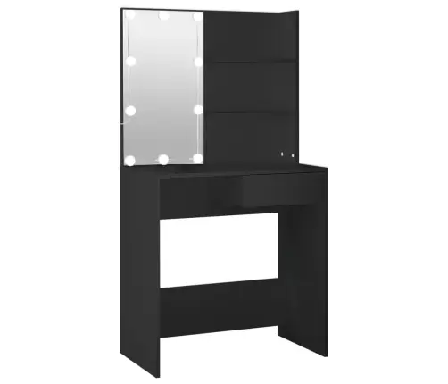 Kosmetinis Staliukas Su Led Apšvietimu, Juodas, 74,5X40X141Cm