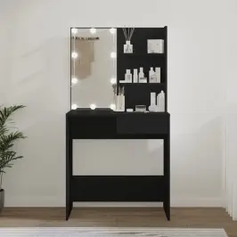 Kosmetinis Staliukas Su Led Apšvietimu, Juodas, 74,5X40X141Cm