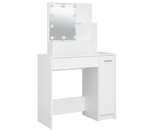 Spoguļgaldiņš Ar Led, Balts, 86,5X35X136 Cm Vidaxl