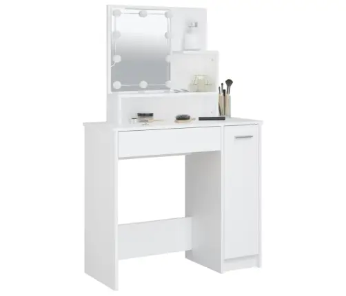 Spoguļgaldiņš Ar Led, Balts, 86,5X35X136 Cm Vidaxl