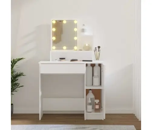 Spoguļgaldiņš Ar Led, Balts, 86,5X35X136 Cm Vidaxl