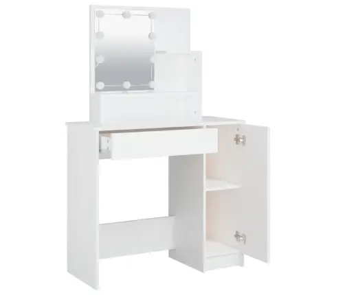 Spoguļgaldiņš Ar Led, Balts, 86,5X35X136 Cm Vidaxl