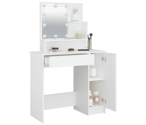 Spoguļgaldiņš Ar Led, Balts, 86,5X35X136 Cm Vidaxl