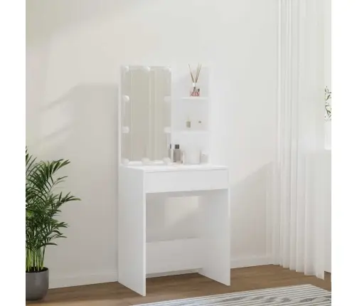 Kosmetinis Staliukas Su Led Apšvietimu, Baltas, 60X40X140Cm