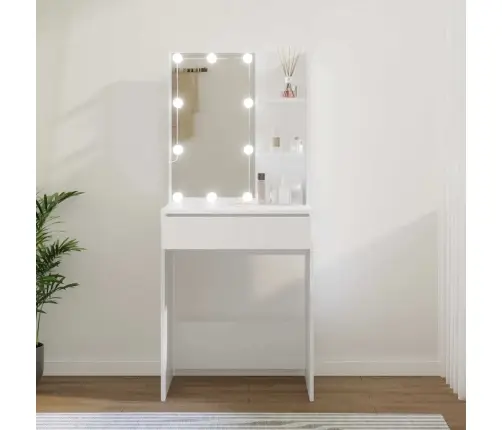 Kosmetinis Staliukas Su Led Apšvietimu, Baltas, 60X40X140Cm