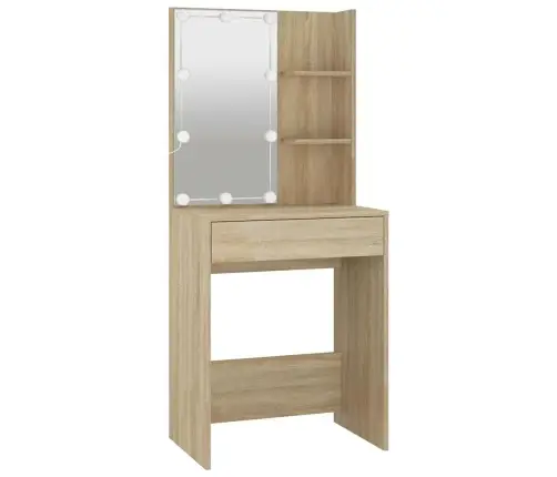 Spoguļgaldiņš Ar Led, Ozolkoka Krāsa, 60X40X140 Cm Vidaxl
