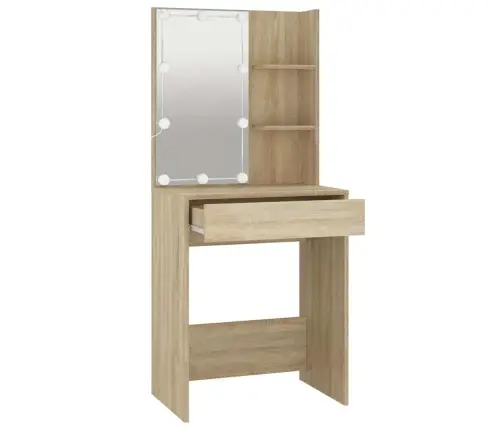 Spoguļgaldiņš Ar Led, Ozolkoka Krāsa, 60X40X140 Cm Vidaxl