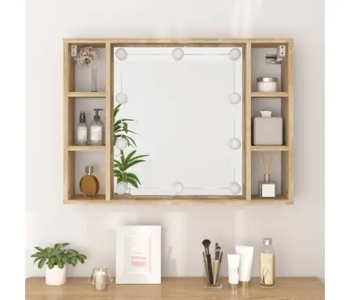 Spoguļskapītis Ar Led, Ozolkoka Krāsa, 76X15X55 Cm Vidaxl