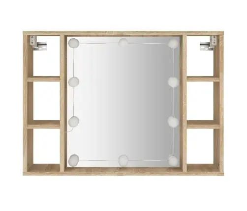 Spoguļskapītis Ar Led, Ozolkoka Krāsa, 76X15X55 Cm Vidaxl