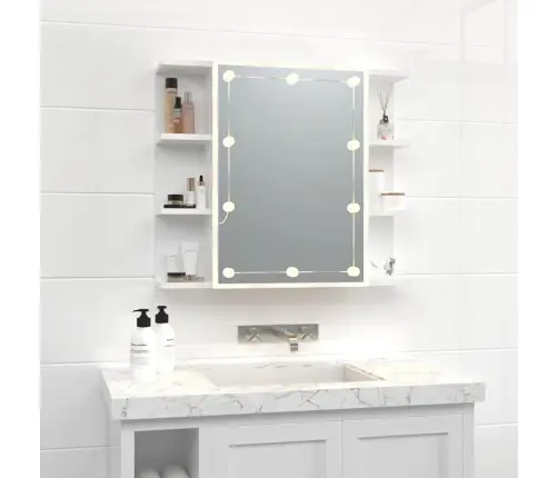 Spoguļskapītis Ar Led, Spīdīgi Balts, 70X16,5X60 Cm Vidaxl