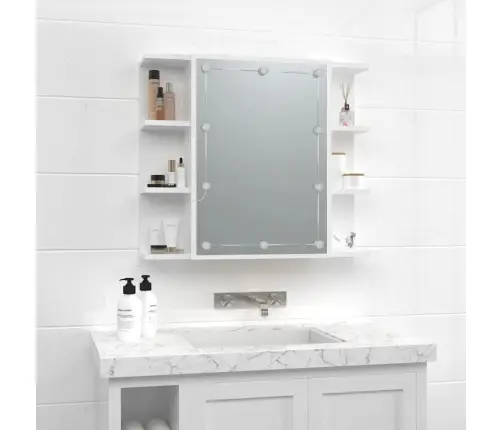 Spoguļskapītis Ar Led, Spīdīgi Balts, 70X16,5X60 Cm Vidaxl