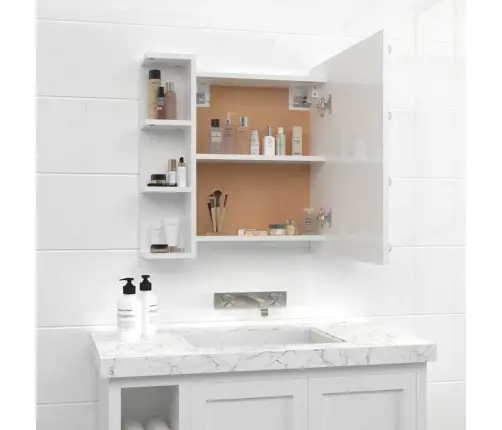 Spoguļskapītis Ar Led, Spīdīgi Balts, 70X16,5X60 Cm Vidaxl