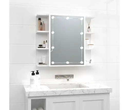 Spoguļskapītis Ar Led, Spīdīgi Balts, 70X16,5X60 Cm Vidaxl