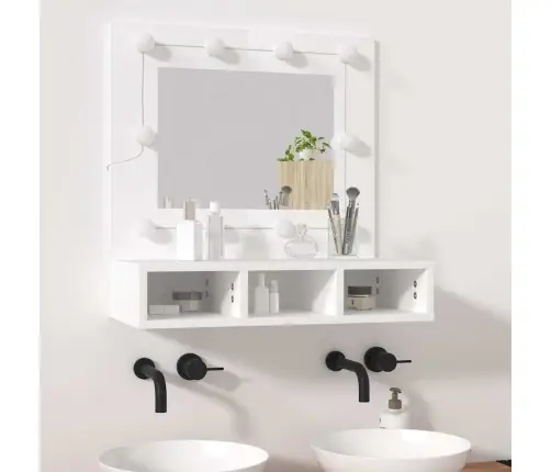 Spoguļskapītis Ar Led, Balts, 60X31,5X62 Cm Vidaxl