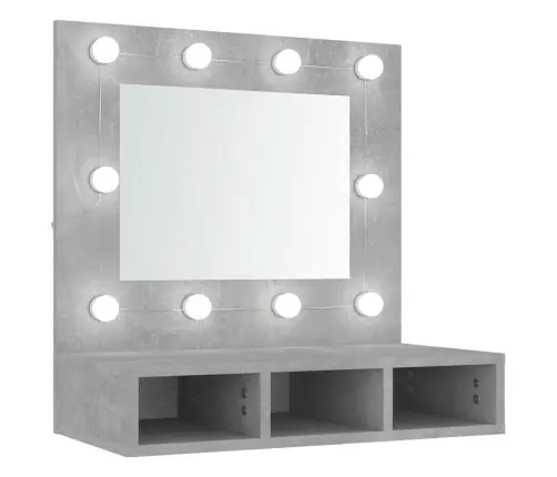 Spoguļskapītis Ar Led, Betona Pelēks, 60X31,5X62 Cm Vidaxl