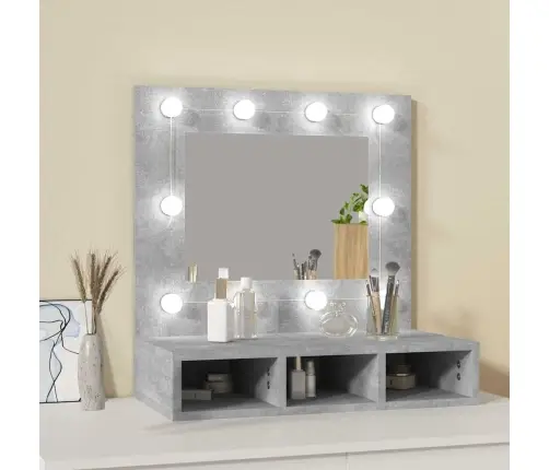 Spoguļskapītis Ar Led, Betona Pelēks, 60X31,5X62 Cm Vidaxl