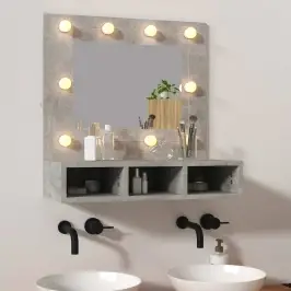 Spoguļskapītis Ar Led, Betona Pelēks, 60X31,5X62 Cm Vidaxl