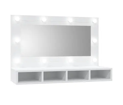 Spoguļskapītis Ar Led, Balts, 90X31,5X62 Cm Vidaxl