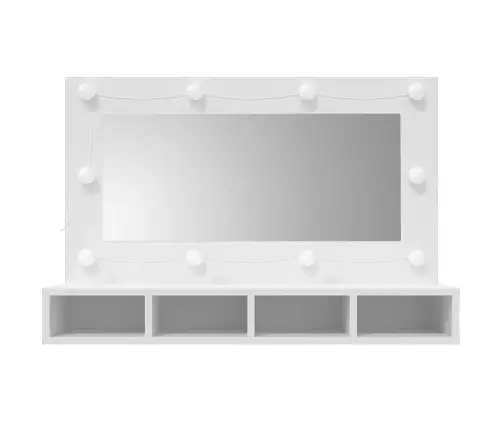 Spoguļskapītis Ar Led, Balts, 90X31,5X62 Cm Vidaxl