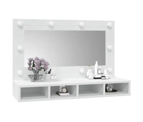 Spoguļskapītis Ar Led, Balts, 90X31,5X62 Cm Vidaxl