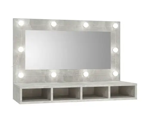Spoguļskapītis Ar Led, Betona Pelēks, 90X31,5X62 Cm Vidaxl