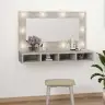 Spoguļskapītis Ar Led, Betona Pelēks, 90X31,5X62 Cm Vidaxl