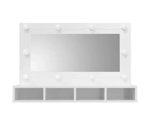 Spoguļskapītis Ar Led, Spīdīgi Balts, 90X31,5X62 Cm Vidaxl