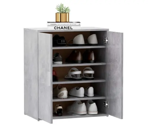 Apavu Plaukts, Betona Pelēks, 60X35X70 Cm, Inženierijas Koks Vidaxl