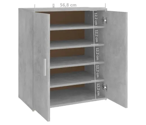 Apavu Plaukts, Betona Pelēks, 60X35X70 Cm, Inženierijas Koks Vidaxl