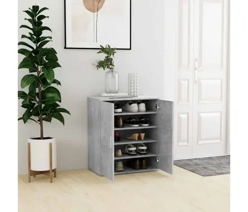 Apavu Plaukts, Betona Pelēks, 60X35X70 Cm, Inženierijas Koks Vidaxl