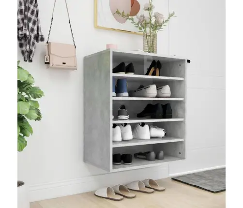 Apavu Plaukts, Betona Pelēks, 60X35X70 Cm, Inženierijas Koks Vidaxl