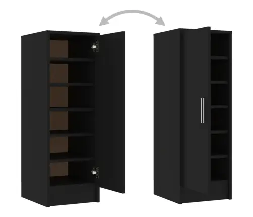 Apavu Skapis, Melns, 32X35X92 Cm, Inženierijas Koks Vidaxl