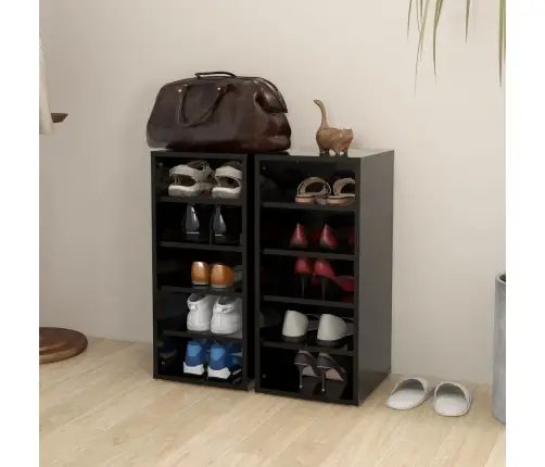 Apavu Plaukti, 2 Gab., Melni, 31,5X35X70 Cm, Inženierijas Koks Vidaxl