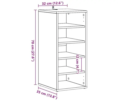 Apavu Plaukts, Ozolkoka, 31,5X35X70 Cm, Inženierijas Koks Vidaxl