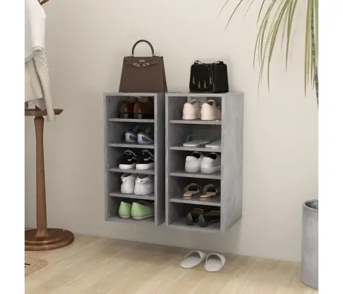 Apavu Plaukti, 2 Gab., Pelēki, 31,5X35X70 Cm, Inženierijas Koks Vidaxl