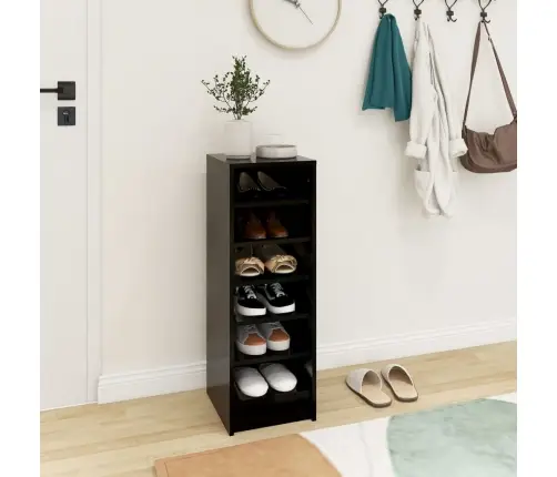 Apavu Plaukts, Melns, 31,5X35X90 Cm, Inženierijas Koks Vidaxl