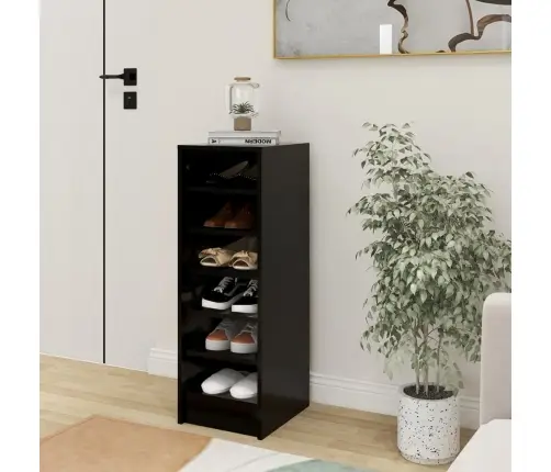 Apavu Plaukts, Melns, 31,5X35X90 Cm, Inženierijas Koks Vidaxl