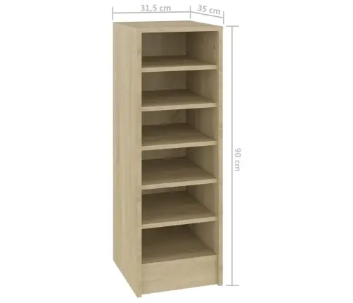 Apavu Plaukts, Ozolkoka, 31,5X35X90 Cm, Inženierijas Koks Vidaxl