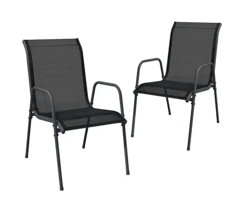 Dārza Krēsli, 2 Gab., Tērauds Un Tekstilēns, Melni Vidaxl