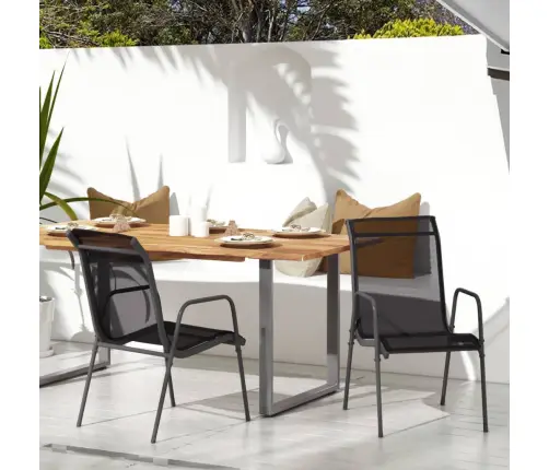 Dārza Krēsli, 2 Gab., Tērauds Un Tekstilēns, Melni Vidaxl