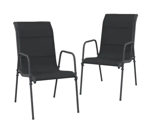 Sodo Kėdės, 2Vnt, Juodos Spalvos, Plienas Ir Tekstilenas