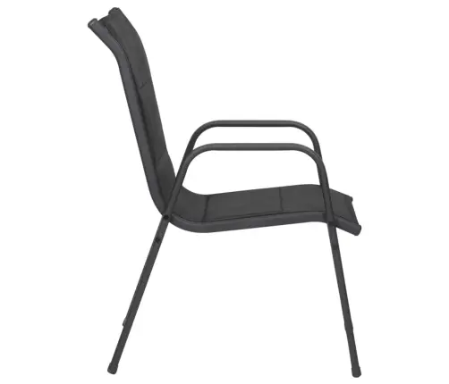 Sodo Kėdės, 2Vnt, Juodos Spalvos, Plienas Ir Tekstilenas