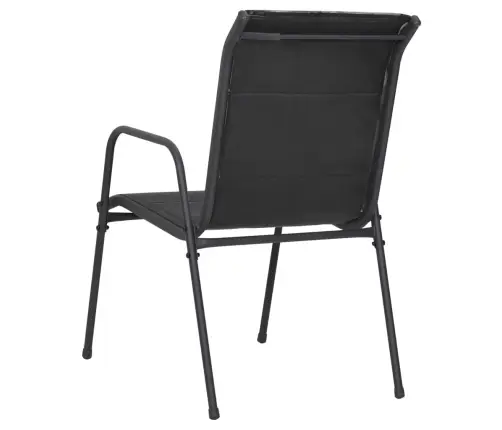 Sodo Kėdės, 2Vnt, Juodos Spalvos, Plienas Ir Tekstilenas